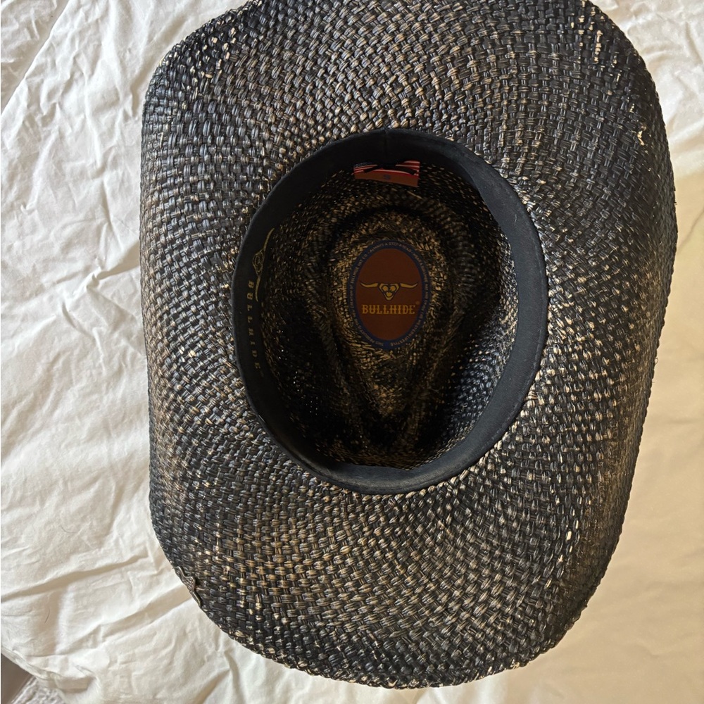Brown Woven Cowboy Hat with Decorative Band. Bullnose brand made in USA - Picture 5 of 9